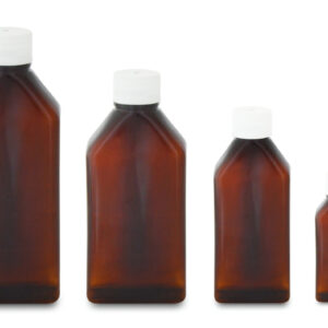 Amber Rectangular Plastic Bottles | 100’s