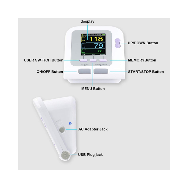 Contec-08A Digital Blood Pressure Monitor with SpO2 - Image 3