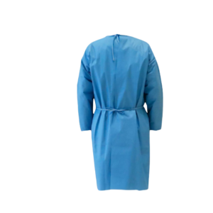 Alternative view of Disposable Isolation Gown With White Cuff (White / Blue)