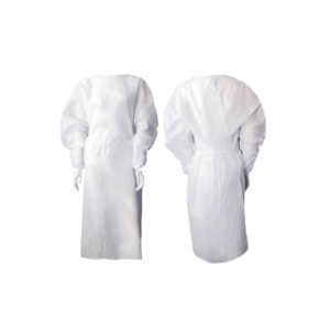 Disposable Isolation Gown With White Cuff (White / Blue)