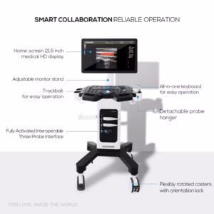 Alternative view of DW-F3 Medical Trolley Color Doppler Ultrasound Scanner System