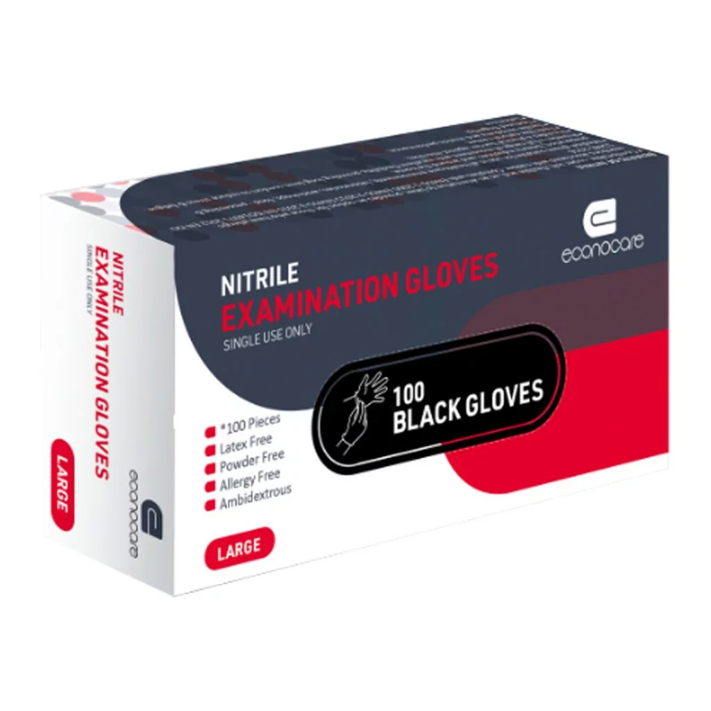 Econocare Nitrile Examination Gloves – Black
