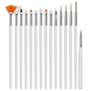 Nail art brush set - 15pc (Pink or White)