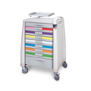 Paediatric Emergency Trolley with 9 Colour Coded Drawers