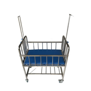 Stainless Steel Baby Bed with Mattress with IV Rod