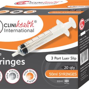 Syringe 50ml 3 Part L/Slip 25s CliniHealth