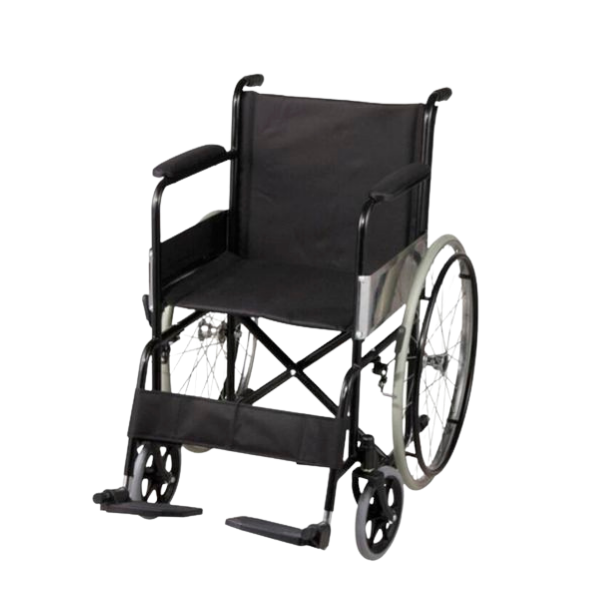 Wheelchair Basic 46cm Fixed Arm and Foot Rest (POWDER COATED BLACK) | FS875