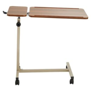Over Bed Table Dual Top And Wheels Laminated Wood