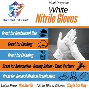 White Nitrile Gloves Powder Free
